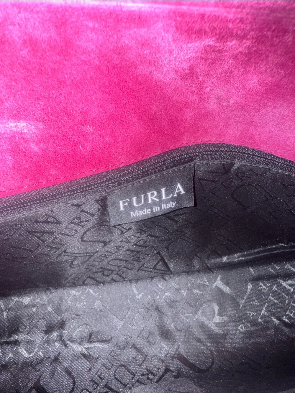 Furla Hot Barbie Pink Leather Shoulder Bag with Gold-Tone slide closure